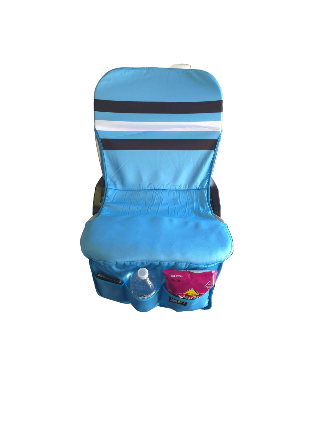[Coming Soon] Sky Blue, with Black & White Stripe - SEATMATE stadium seat cover