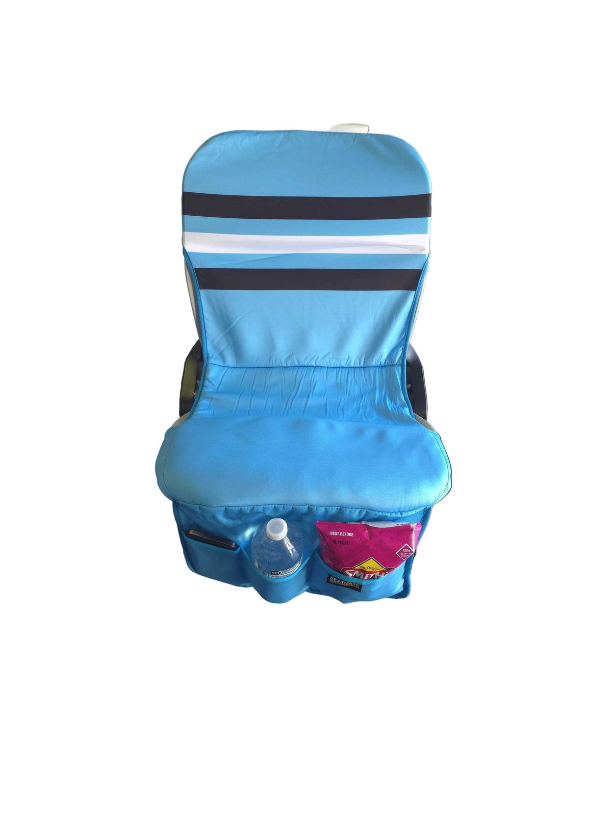 [Coming Soon] Sky Blue, with Black & White Stripe - SEATMATE stadium seat cover
