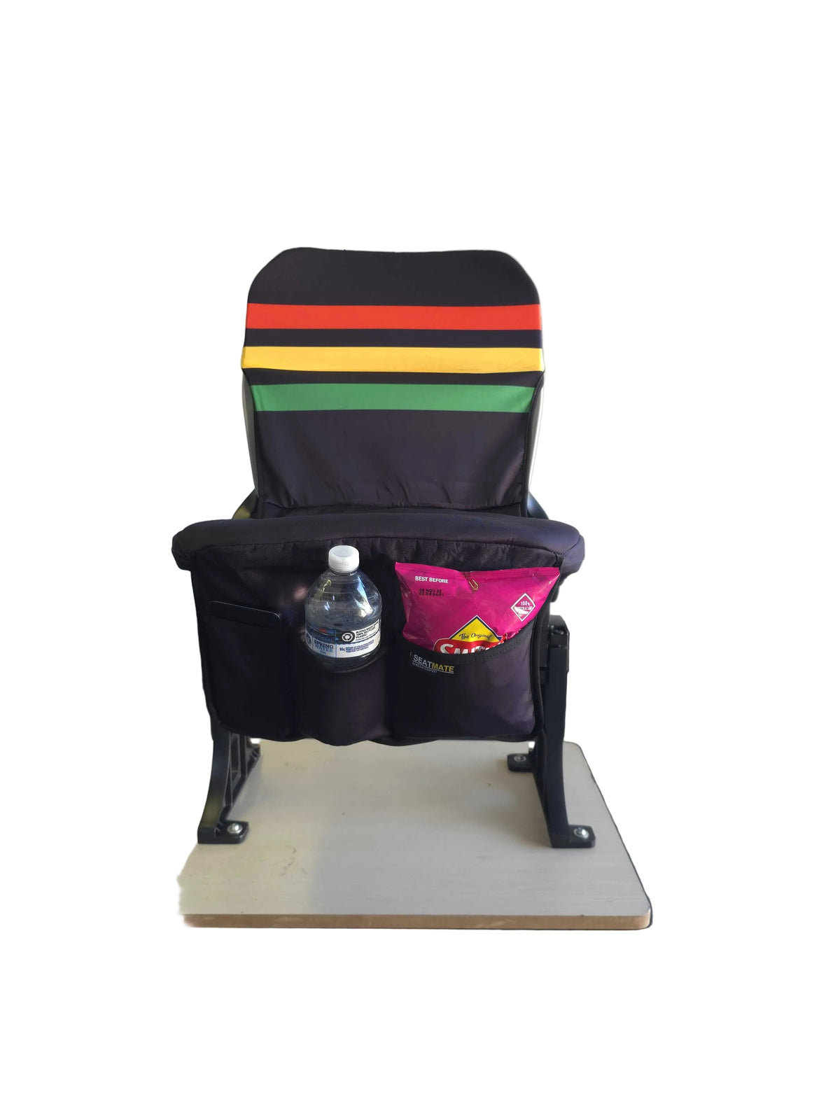 [Coming Soon] Black, with Red Yellow & Green Stripe - SEATMATE stadium seat cover