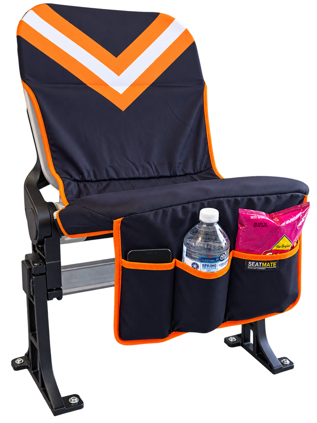 [Coming Soon] Black with Orange & White Chevron - SEATMATE Stadium Seat Cover