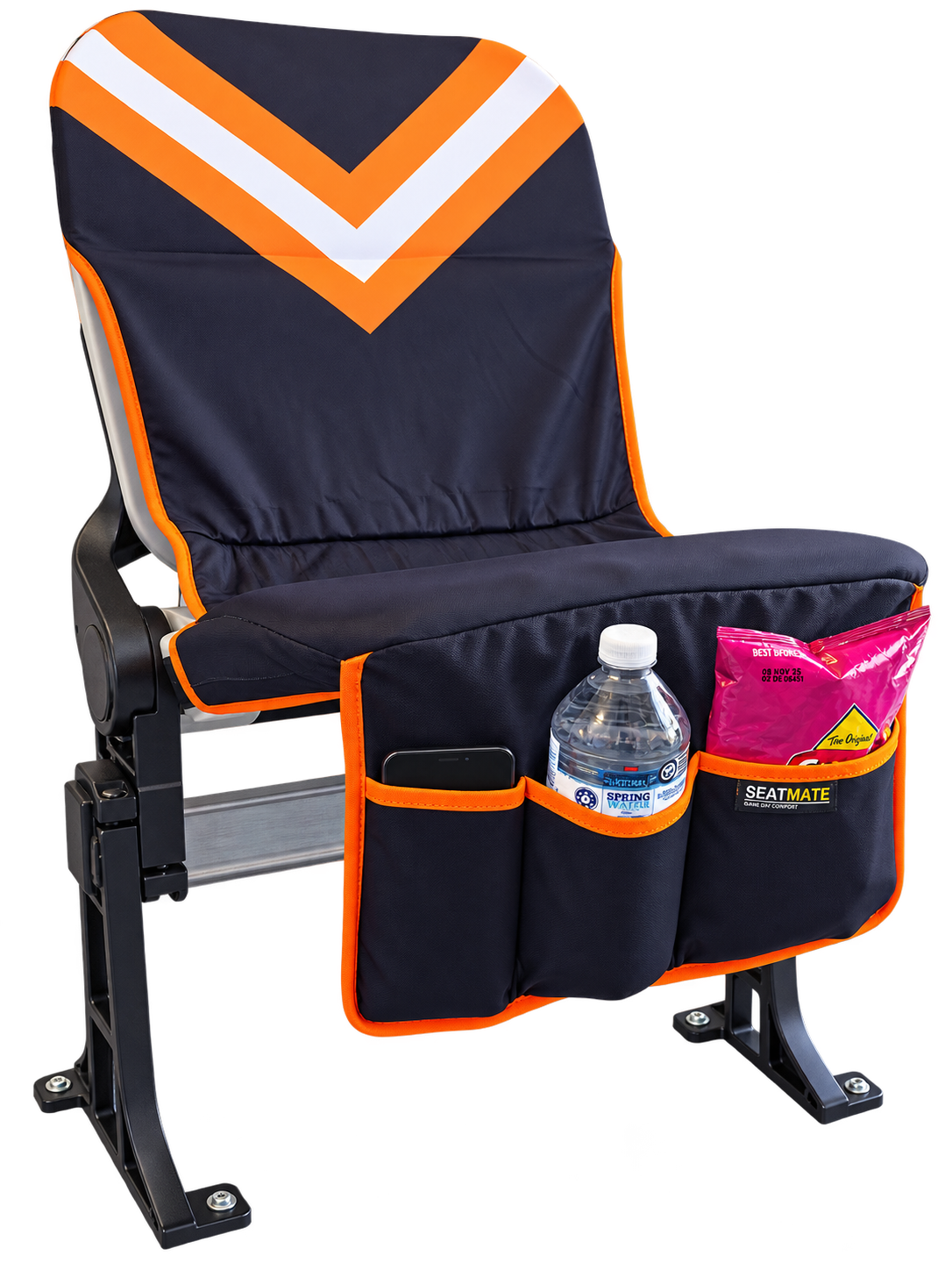 [Coming Soon] Black with Orange & White Chevron - SEATMATE Stadium Seat Cover