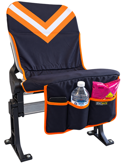 [Coming Soon] Black with Orange & White Chevron - SEATMATE Stadium Seat Cover