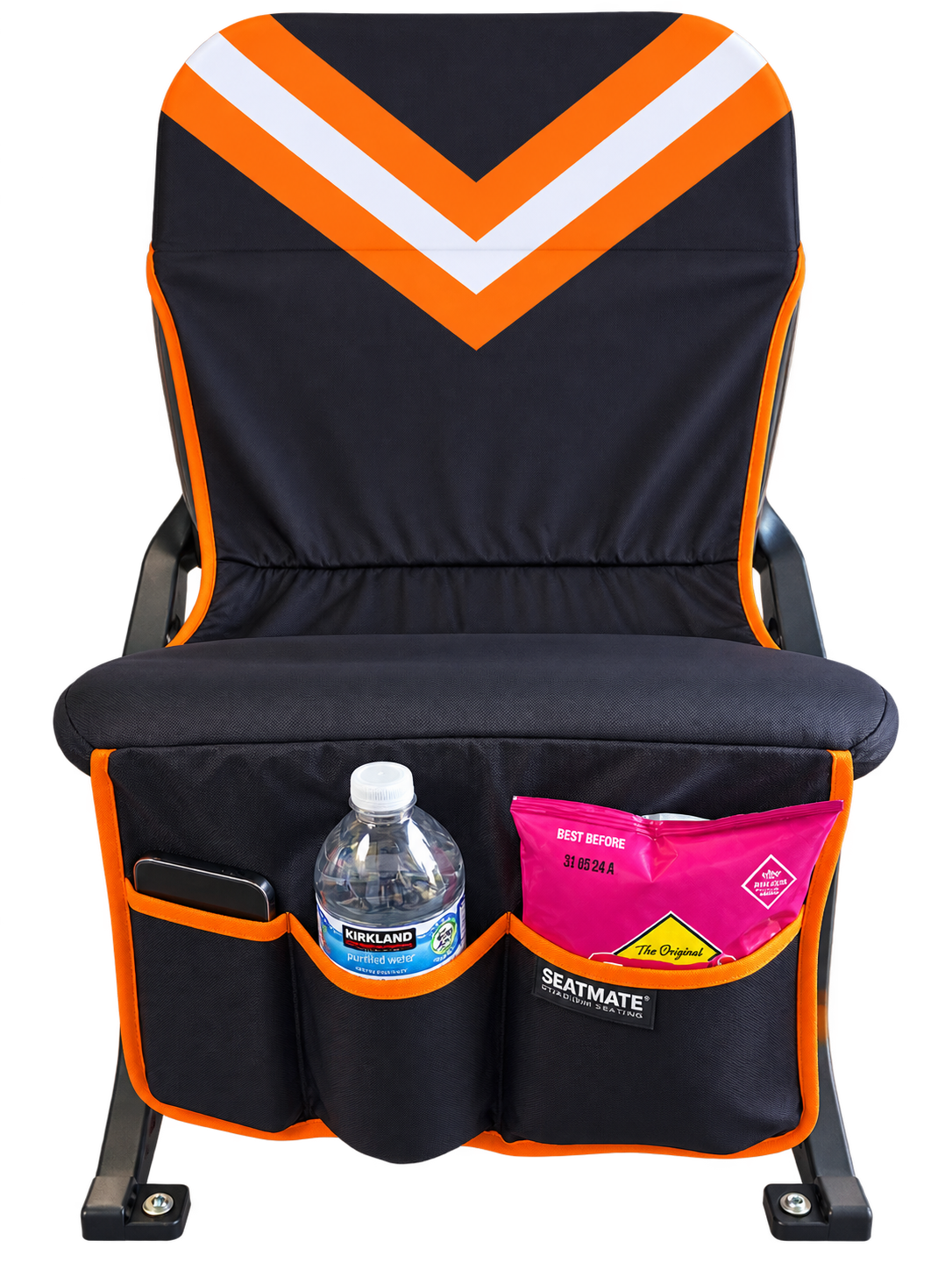 [Coming Soon] Black with Orange & White Chevron - SEATMATE Stadium Seat Cover