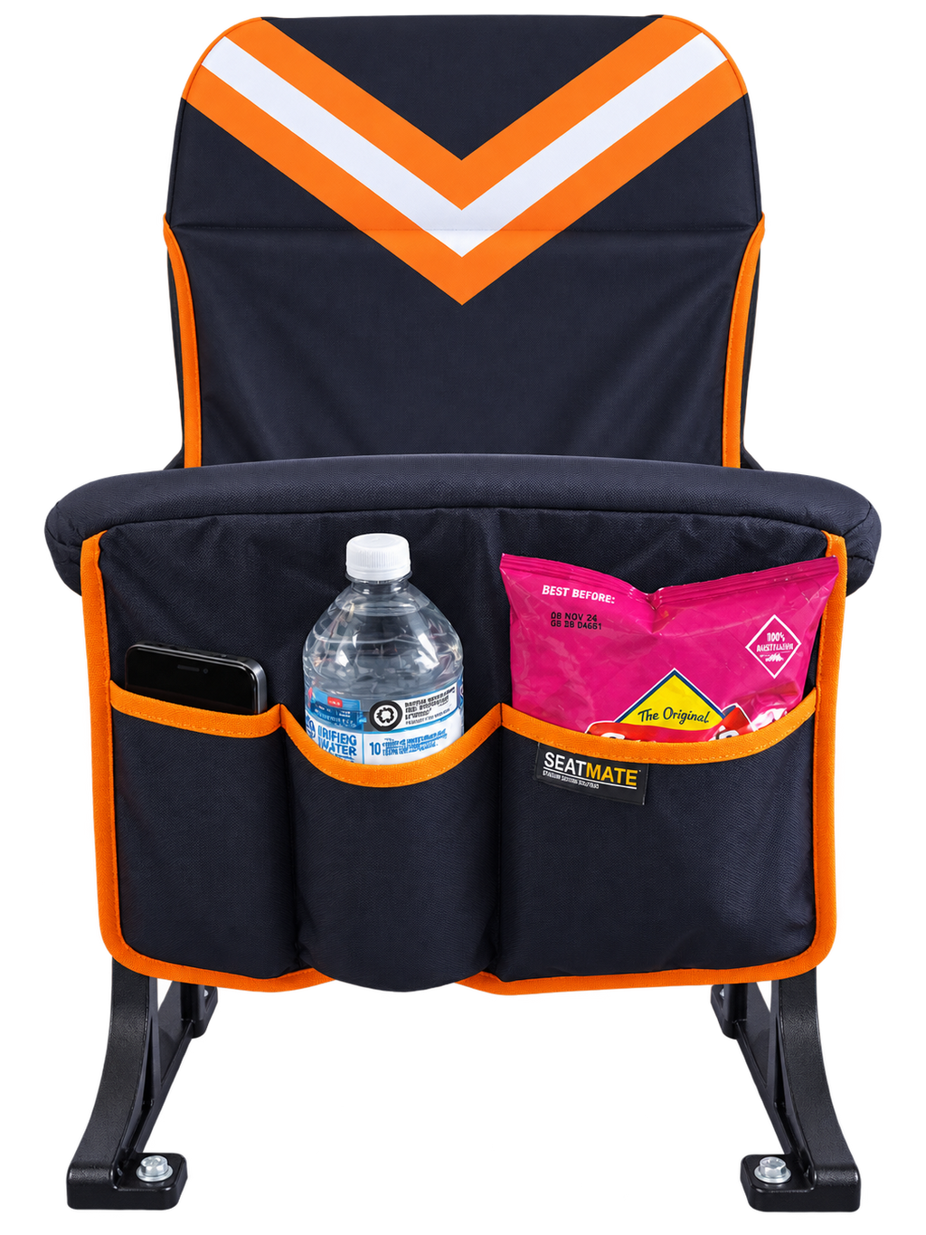 [Coming Soon] Black with Orange & White Chevron - SEATMATE Stadium Seat Cover