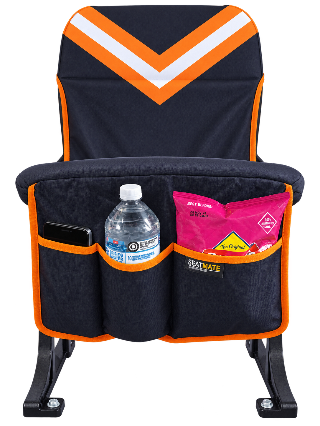 [Coming Soon] Black with Orange & White Chevron - SEATMATE Stadium Seat Cover