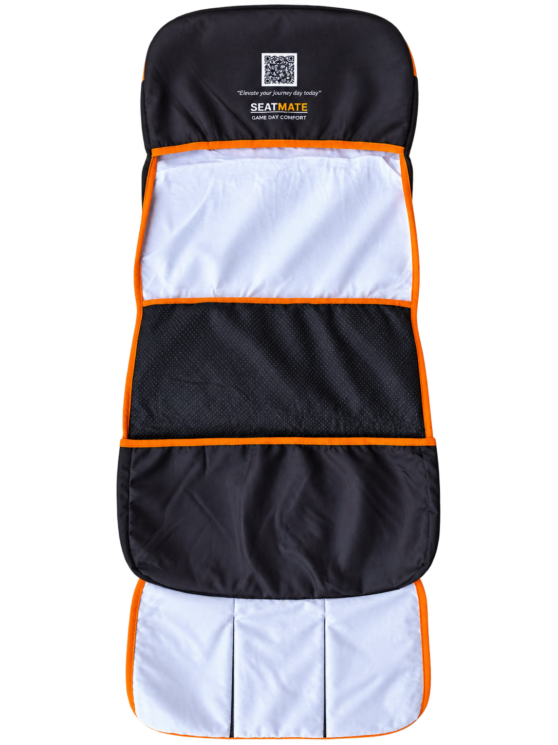 [Coming Soon] Black with Orange & White Chevron - SEATMATE Stadium Seat Cover
