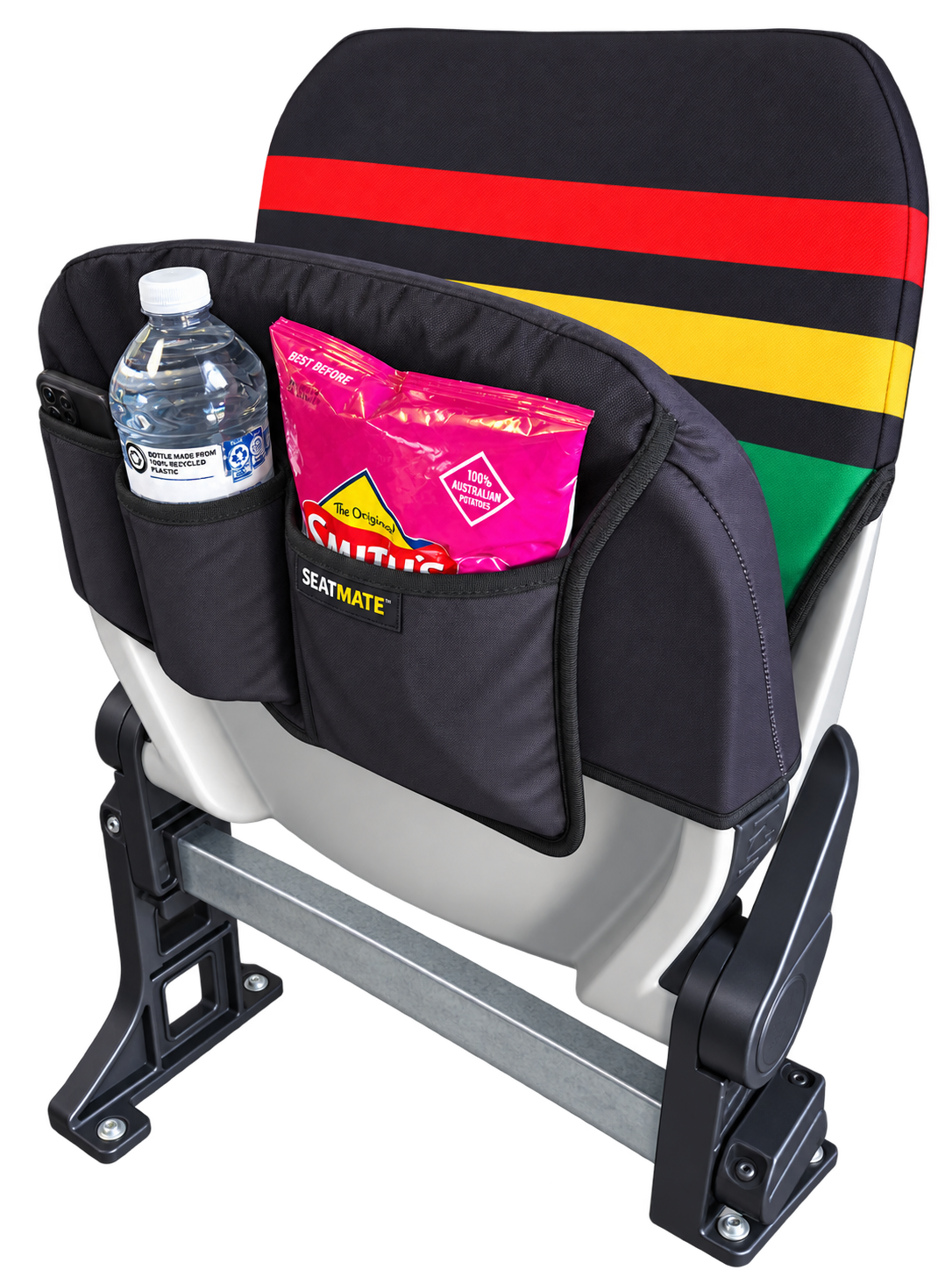 [Coming Soon] Black, with Red Yellow & Green Stripe - SEATMATE stadium seat cover