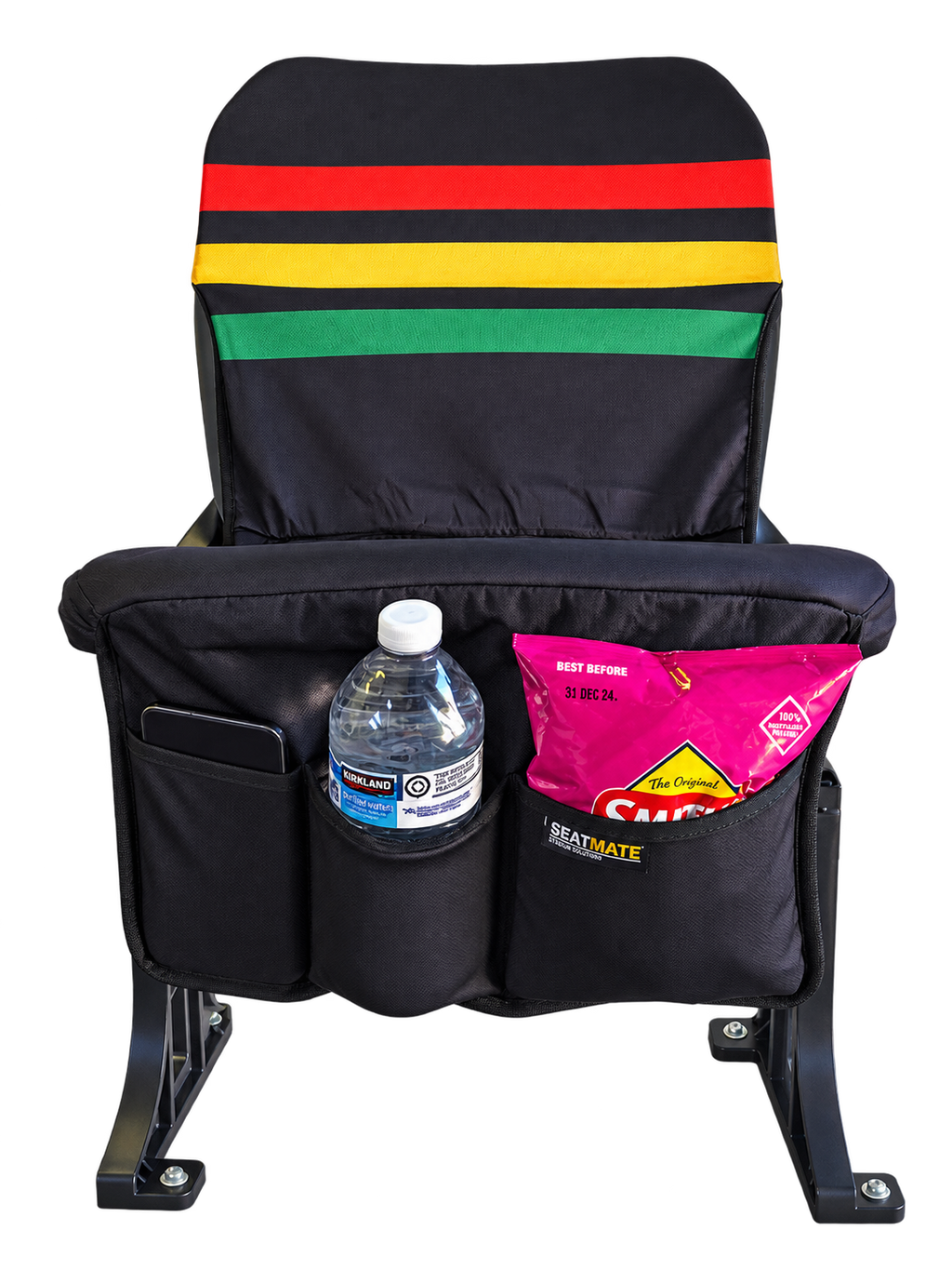 [Coming Soon] Black, with Red Yellow & Green Stripe - SEATMATE stadium seat cover