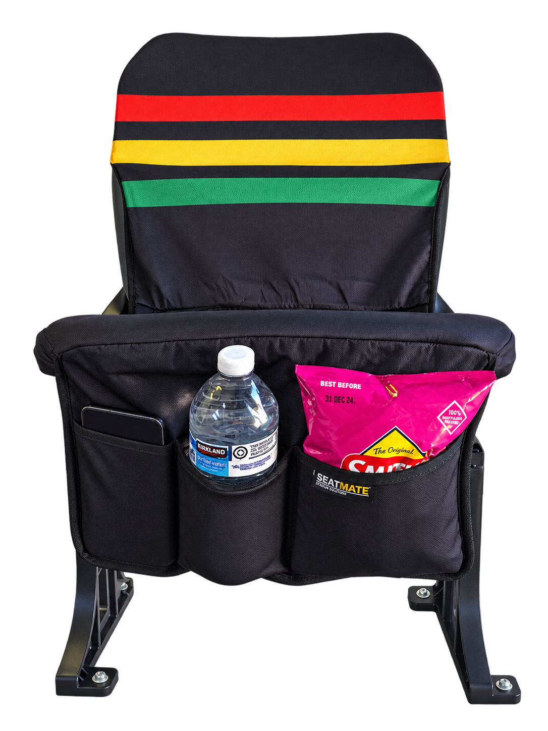 [Coming Soon] Black, with Red Yellow & Green Stripe - SEATMATE stadium seat cover