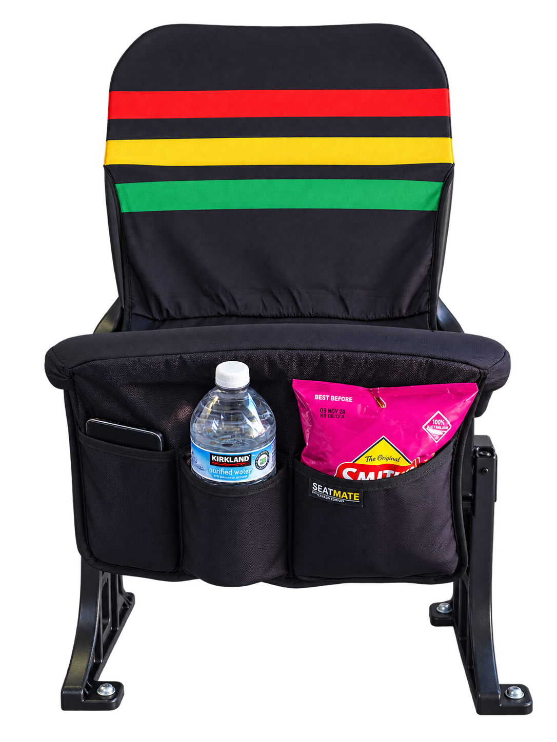 [Coming Soon] Black, with Red Yellow & Green Stripe - SEATMATE stadium seat cover