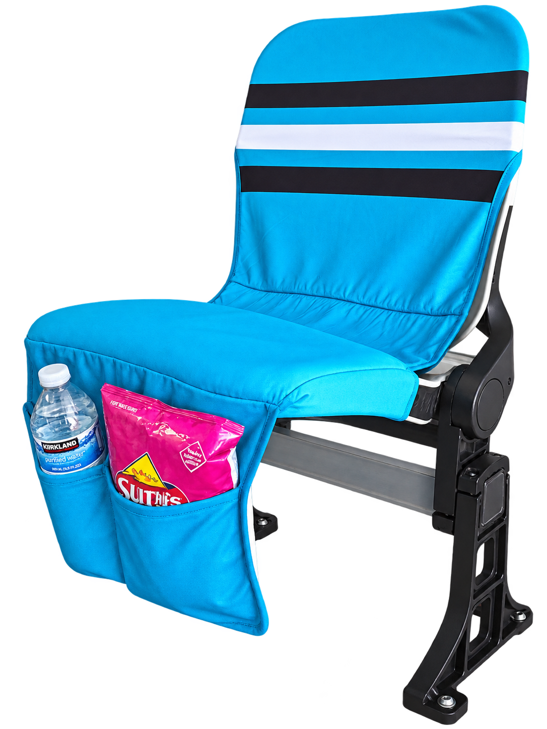 [Coming Soon] Sky Blue, with Black & White Stripe - SEATMATE stadium seat cover