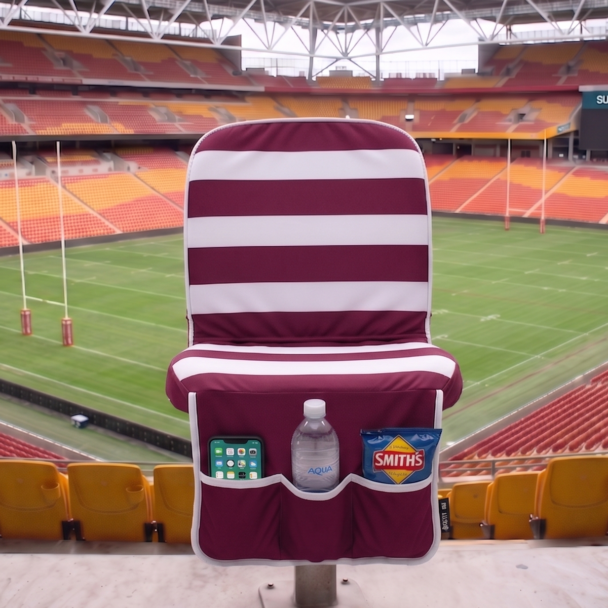 [Coming Soon] Maroon and White Stripes - SEATMATE Stadium Seat Cover