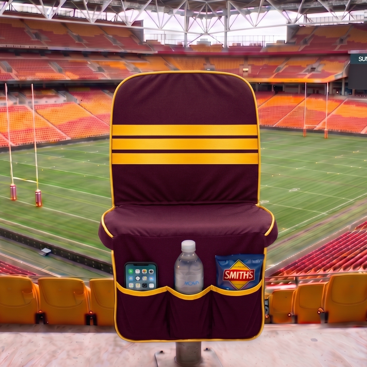 [Coming Soon] Maroon & Gold Stripes - SEATMATE Stadium Seat Cover