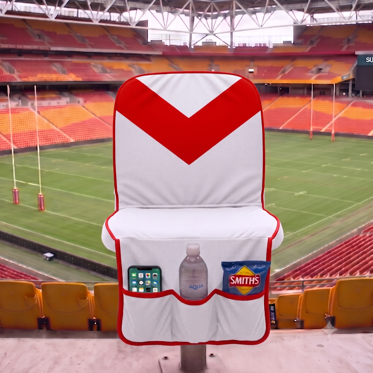 [Coming Soon] White & Red Chevron - SEATMATE Stadium Seat Cover