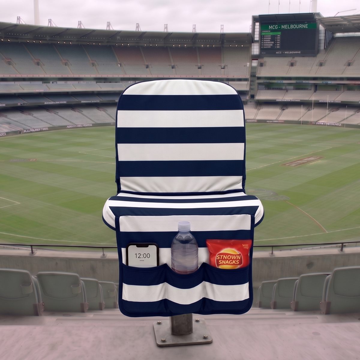[Coming Soon] Navy & White Horizontal Stripe - SEATMATE Stadium Seat Cover